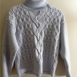 Alfani baby blue Cable Knit Turtleneck Sweater